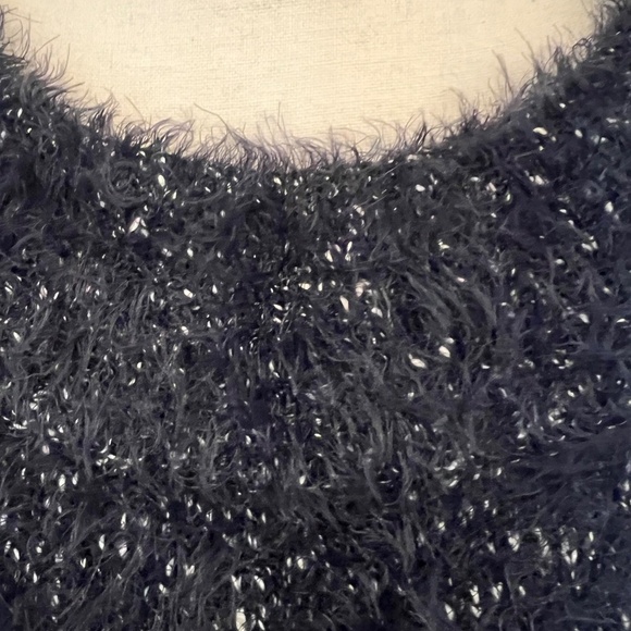 Express Black Speckled Chunky Knit Sweater Oversized Dolman Sleeve, Size Medium - Picture 4 of 9